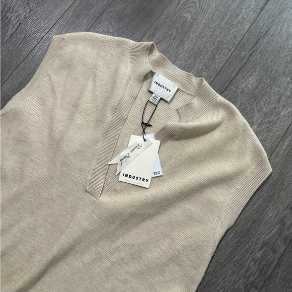 NWT industry tan maxi sweater vest tunic M - Picture 2 of 4